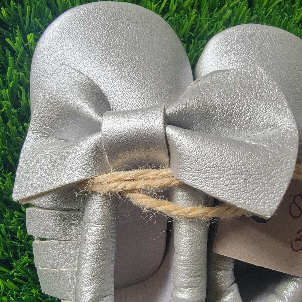 Baby Moccasins Metalic Silver 3-6 months